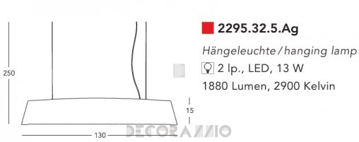 Светильник  потолочный подвесной (Светильник потолочный) Kolarz BARCA LED - 2295.32.5.Cu