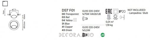 Светильник  потолочный врезной (Спот) Fabbian Beluga Colour - D57 F01 31